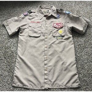 Boy Scouts Of America Uniform Shirt Mens Small Short Sleeve Vented Patches